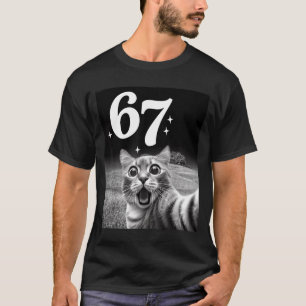 T-shirt Chat selfie avec 67 mème chats drôles graphique po