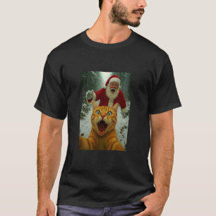 T-shirt Chat selfie avec le Père Noël - Drôle de chaton No