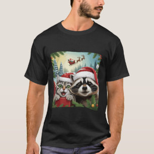 T-shirt Chat selfie avec le traîneau du Père Noël Raton la