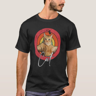 T-shirt Chat selfie et arc-en-ciel rond
