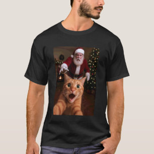 T-shirt Chat Selfie Père Noël Drôle de Noël Kitty Humour