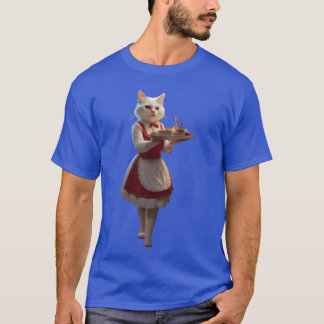T-shirt Chat serveuse vintage