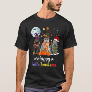 T-shirt Chat Shorthair britannique Halloween Joyeux Noël 1