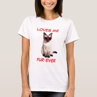 T-shirt Chat Siamais Lunettes de soleil en forme de coeur