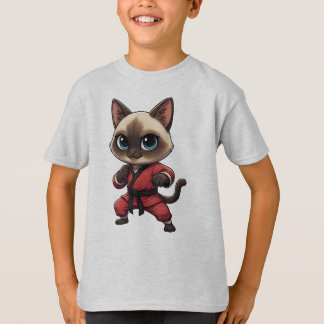 T-shirt Chat Siamois Drôle de Kung Fu, Arts Martiaux de Ch