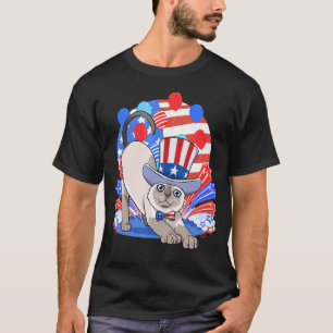 T-shirt Chat siamois Merica fête de l'indépendance américa