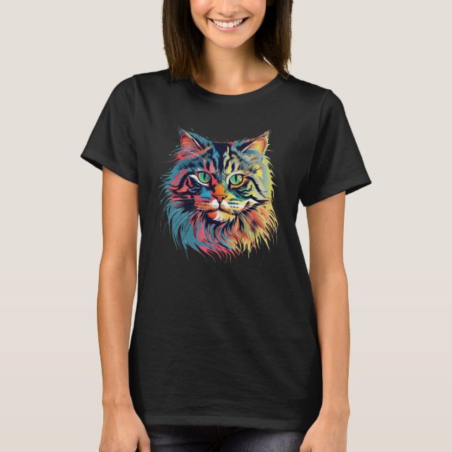 T-shirt Chat sibérien coloré (Devant)
