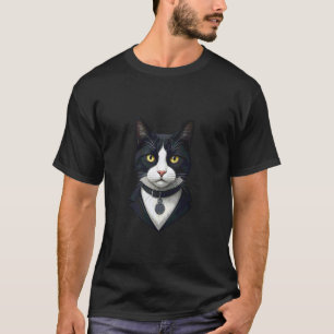 T-shirt Chat smoking élégant noir et blanc