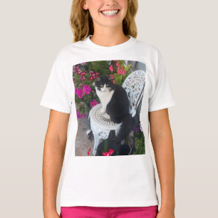 T-shirt Chat Smoking Mignon Jolies Fleurs Chats Noirs Fill