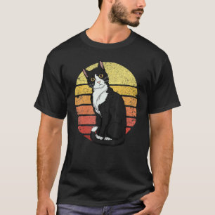 T-shirt Chat Smoking Retro Coucher De Soleil Vintage Dame