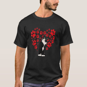 T-shirt Chat Smoking Valentine Cœur Patte Pour Chat Et Cha