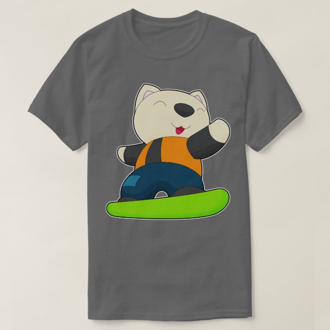 T-shirt Chat Snowboard Sports d'hiver (Design devant)