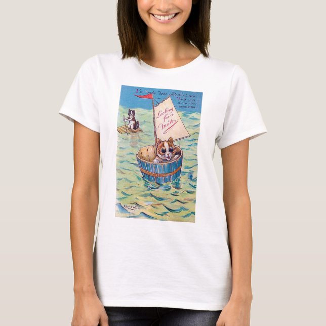 T-shirt Chat solitaire en mer, Louis Wain (Devant)