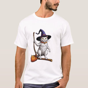 T-shirt Chat Sorcier Halloween Sorcière Mystique Amoureux