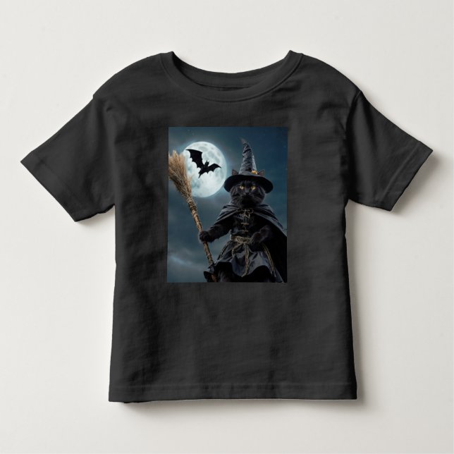 T-shirt Chat sorcier Halloween Toddler (Devant)