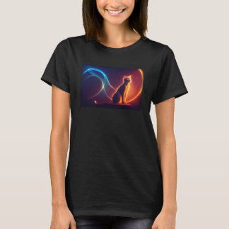 T-shirt Chat Sorcier utilisant Spellbook Cosmic Arrière -