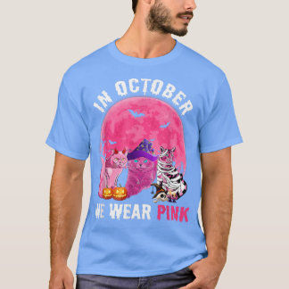 T-shirt Chat Sorcière Halloween En Octobre Nous Portons Le