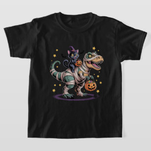 T-shirt Chat-Sorcière Mummy T-Rex - Joli Halloween Dino