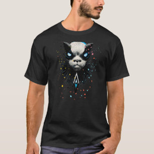 T-shirt Chat Sphynx Éclaboussure de Peinture Bizarre Étran