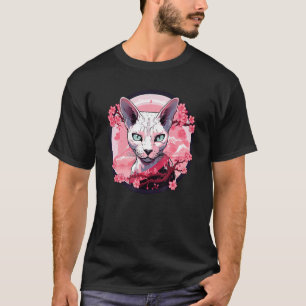 T-shirt Chat Sphynx Fleur de Cerisier Drôle Fleurs d'Anima