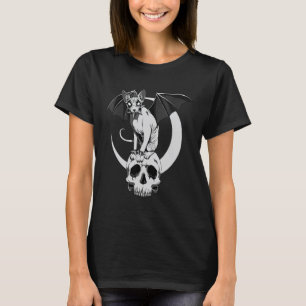 T-shirt Chat Sphynx gothique chauve-souris Wicca Goth crân