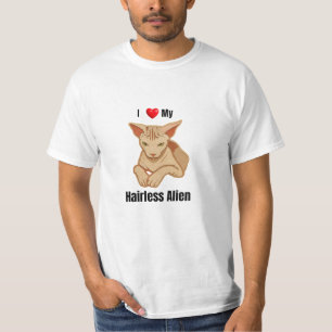 T-shirt Chat Sphynx Grincheux Drôle Rouge Coeur Amour Sans