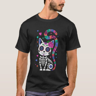 T-shirt Chat squelette drôle jour des morts tatouage Hallo