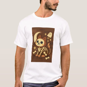 T-Shirt Chat Squelette Effrayant et Fantôme