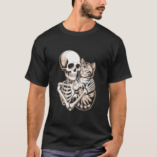 T-shirt Chat squelette embrassant chat Halloween amoureux