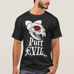 T-shirt Chat Squelette Gothique Pentagramme Occulte Evil P