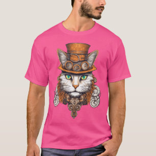 T-shirt Chat Steampunk Avec Casquette Graphic Design Amour