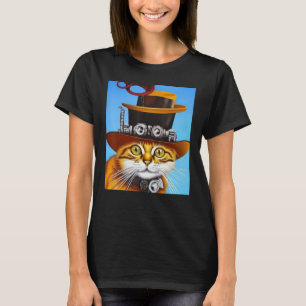 T-shirt Chat Steampunk Steam Punk Chat Fantastique Gothiqu