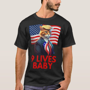 T-shirt Chat Suite Avec Trump Cheveux Drapeau Américain Ne