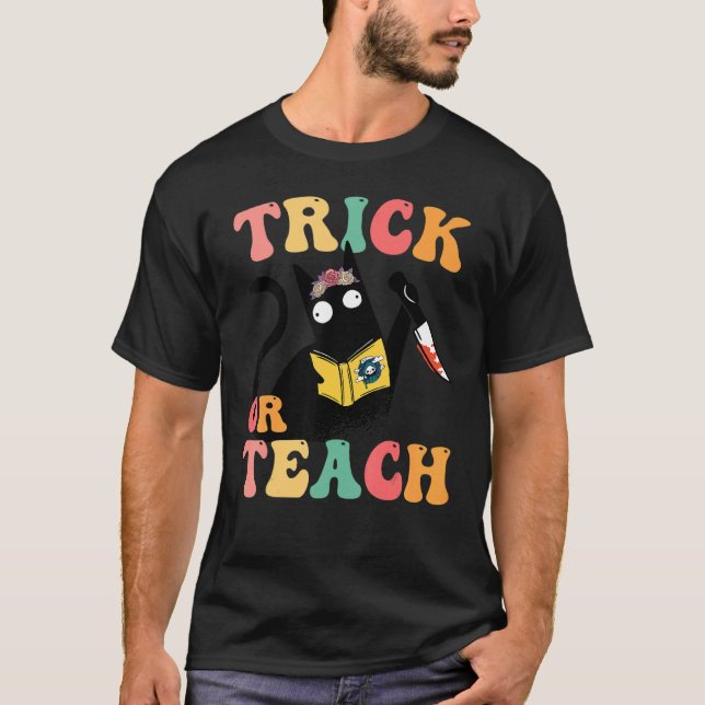 T-shirt Chat super les années 70 Costume Trick ou Enseigne (Devant)