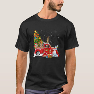 T-shirt Chat sur Camion Rouge Pajama de Noël Funny arbre d