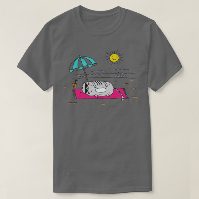 T-shirt Chat sur la plage (Design devant)
