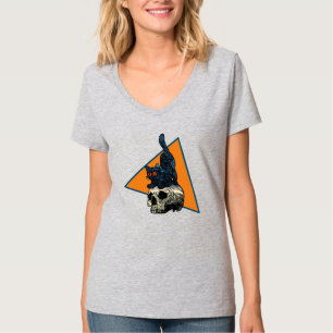 T-shirt Chat sur le crâne Cute Girls Women Halloween 2023