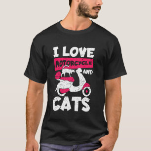 T-shirt Chat Sur Moto Kitten Feline Dirtbike Scooter M