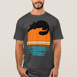 T-shirt Chat sur Retro Sunset Cute Chat