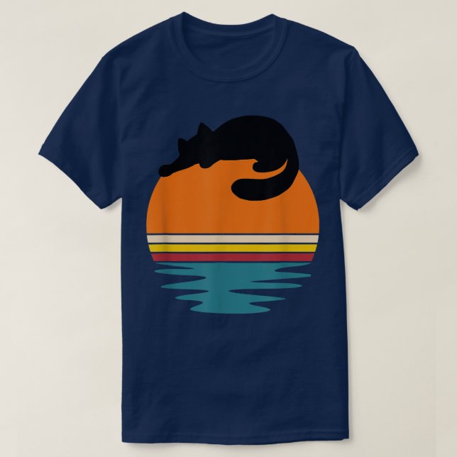 T-shirt Chat sur Retro Sunset Cute Chat (Design devant)