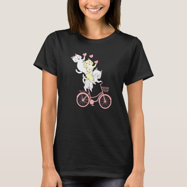T-shirt Chat Sur Vélo Un Vélo Équitation Cute Chat Et Vélo (Devant)