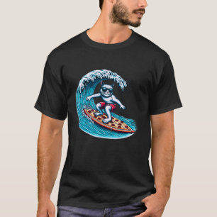 T-shirt Chat surfant sur une pizza Graphique drôle pour ch