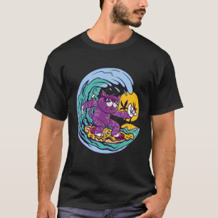 T-shirt Chat surfe sur les vagues Île océanique et soleil