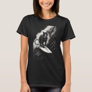T-shirt Chat surfeur cool - Chat de planche à surf drôle