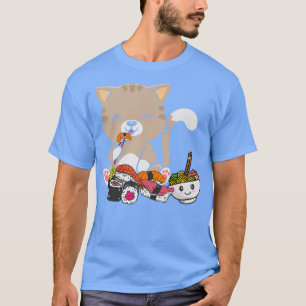 T-shirt Chat Sushi, Chat Sushi mignon, Chemise Chat Manger