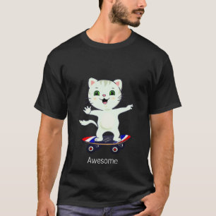 T-Shirt Chat Tabby Skateur Drôle