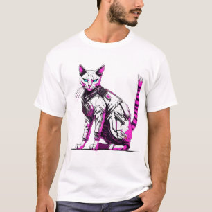 T-shirt Chat tactique Cyberpunk en équipement néon