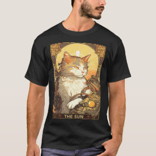 T-shirt Chat Taro Carte de Tarot Art Nouveau Soleil