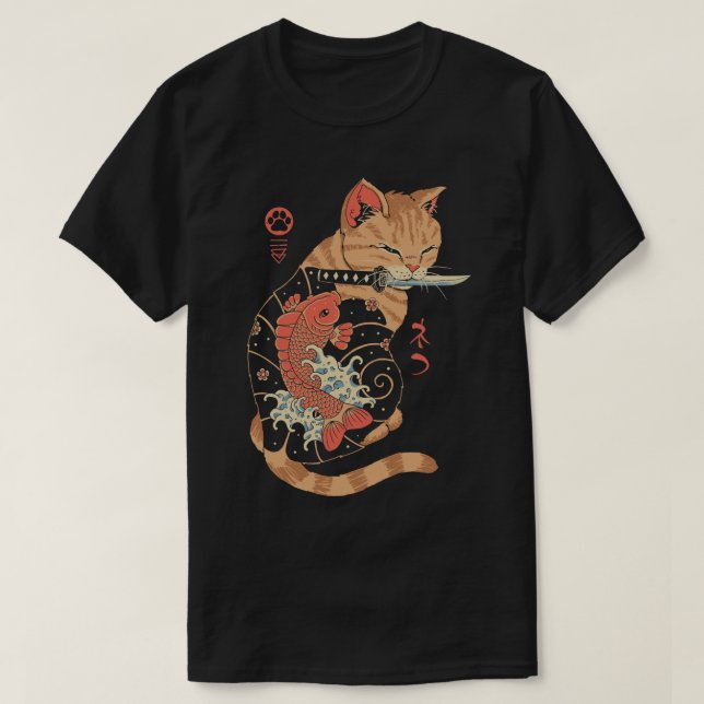 T-shirt Chat tatoué en carpe (Design devant)