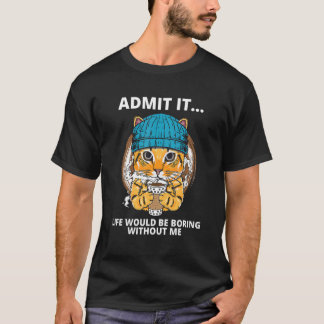T-shirt Chat tenant une tasse de café chaud Chat l'admet